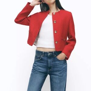 Zara Women's Vibrant Red Blazer